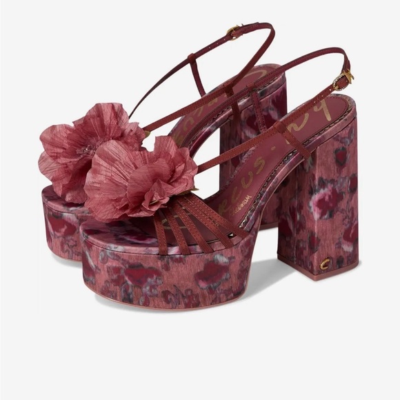 Sam Edelman Shoes - Sam Edelman NY Circus Floral Platform Sandals - Burgundy